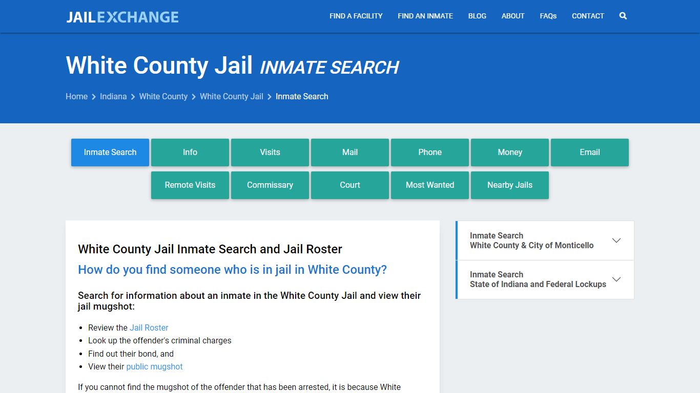 Inmate Search: Roster & Mugshots - White County Jail, IN